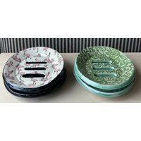 Elegante Porzellan-Keramik-Töpferplatte Gebaut Gepresste Zwei | 2 Stück Seifenschale von GrammysDivineDesigns