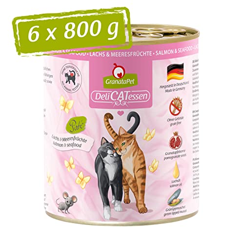 GranataPet DeliCatessen Lachs & Meeresfrüchte, Nassfutter für Katzen, Katzenfutter für Feinschmecker, Futter ohne Getreide & ohne Zuckerzusätze, 6 x 800 g GranataPet DeliCatessen Lachs & Meeresfrüchte, Nassfutter für Katzen, Katzenfutter für Feinschmecker, Futter ohne Getreide & ohne Zuckerzusätze, 6 x 800 g von GranataPet