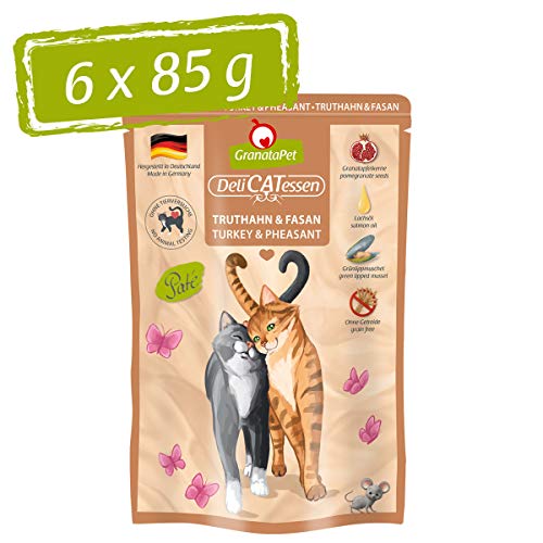 GranataPet Delicatessen Truthahn & Fasan, 6 x 85 g, Nassfutter für Katzen, Katzenfutter für Feinschmecker, Futter ohne Getreide & ohne Zuckerzusätze von GranataPet