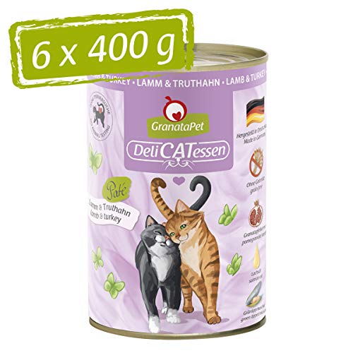 GranataPet Delicatessen Lamm & Truthahn, 6 x 400 g, Nassfutter für Katzen, Katzenfutter für Feinschmecker, Futter ohne Getreide & ohne Zuckerzusätze von GranataPet