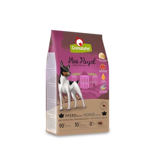 GranataPet Mini Royal Pferd Mono, Monoprotein-Trockenfutter für Hunde, Hundefutter ohne Getreide & ohne Zuckerzusatz, Alleinfuttermittel für ausgewachsene Hunde, 1 kg GranataPet Mini Royal Pferd Mono, Monoprotein-Trockenfutter für Hunde, Hundefutter ohne Getreide & ohne Zuckerzusatz, Alleinfuttermittel für ausgewachsene Hunde, 1 kg von GranataPet
