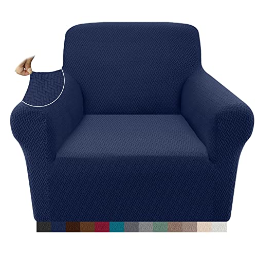 Granbest 2023 Neueste Jacquard 1 Sitzer Sessel Abdeckung Super Weich rutschfest Stuhl Slipcover Spandex Sofabezug für Hunde, Katzen, Haustiere (1 Sitzer, Marineblau) von Granbest