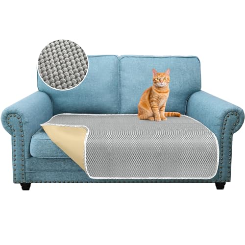 Granbest Dicke Mikrofaser Samt Sofa Sitzbezug 2-Sitzer Sofaschutz, Hohe Dichte Anti-Rutsch Couchbezug, Vier Jahreszeiten Universal Waschbare Sofabezug für Haustiere und Kinder (2 Sitzer, Hellgrau) von Granbest