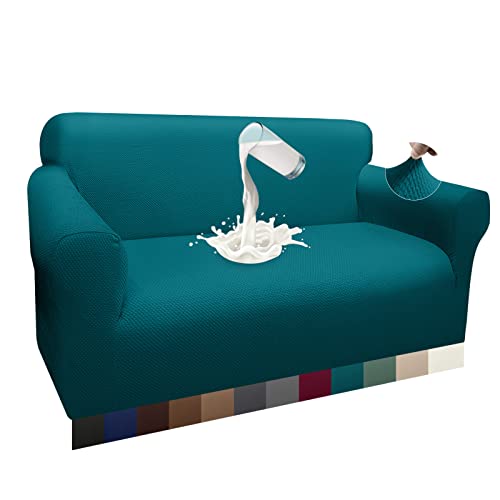 Granbest Dicke Wasserdicht Sofabezug 1 Stück Luxuriös Thick Couchbezug für Hunde Schick Jacquard Elastische Couchbezug Möbelbezüge mit Anti-Rutsch-Schaumstoffe (2 Sitzer, Blaugrün) von Granbest
