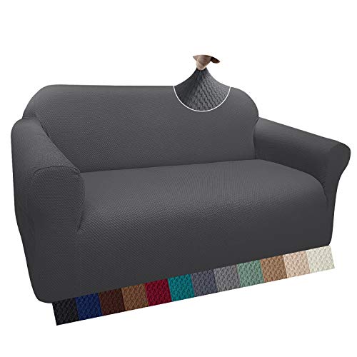 Granbest Dicker Loveseat Sofabezug, 2-Sitzer, stilvolles Muster, Sofa-Schonbezug, Stretch, Jacquard, Liebes-Sitzbezug für Wohnzimmer, Hund, Haustier-Möbelschutz (2-Sitzer, grau) von Granbest