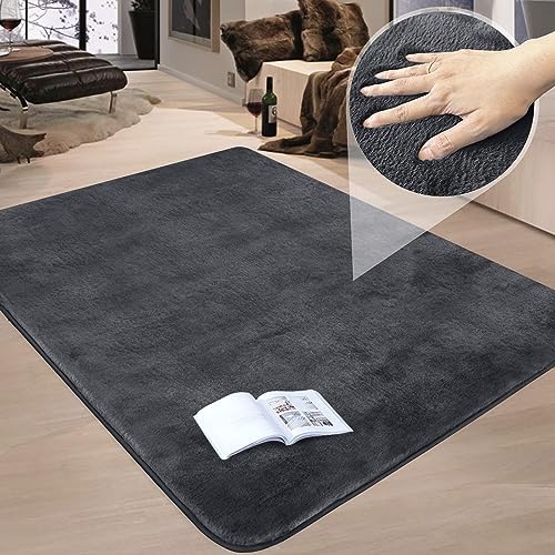 Granbest Luxus Verdicken Teppich Ähnlich Kaninchenfell Stilvolle Plüsch 1100GSM Teppich Anti-Rutsch Bereich Teppiche für Nachttisch Wohnzimmer Küche Home Decor (120 x 160cm, Grau) von Granbest