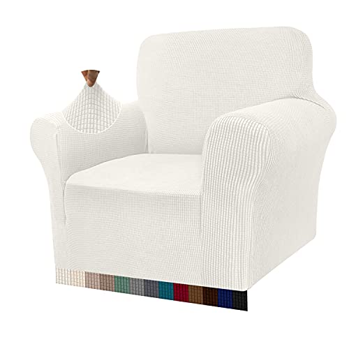 Granbest High Stretch Sofabezug Moderne Sofaüberwurf Jacquard Elastische Sofahusse für Wohnzimmer Protector für Hunde Haustiere (1 Sitzer, Creme) von Granbest