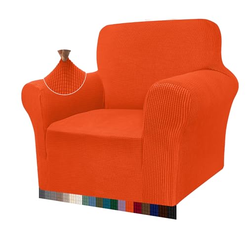 Granbest High Stretch Sofabezug Moderne Sofaüberwurf Jacquard Elastische Sofahusse für Wohnzimmer Protector für Hunde Haustiere (1 Sitzer, Orange) von Granbest