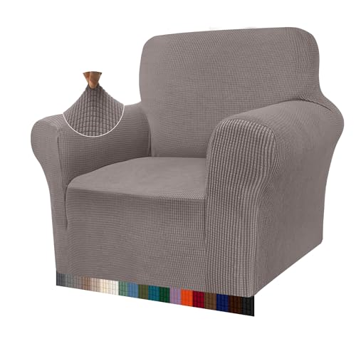 Granbest High Stretch Sofabezug Moderne Sofaüberwurf Jacquard Elastische Sofahusse für Wohnzimmer Protector für Hunde Haustiere (1 Sitzer, Taupe) von Granbest