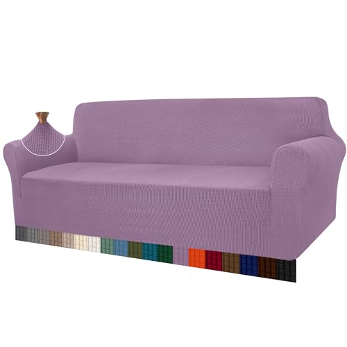 Granbest High Stretch Sofabezug Moderne Sofaüberwurf Jacquard Elastische Sofahusse für Wohnzimmer Protector für Hunde Haustiere (4 Sitzer, Lila) von Granbest