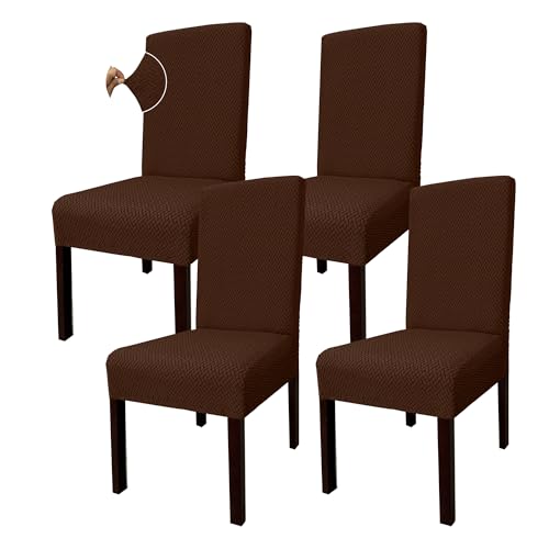 Granbest Hochdehnbarer Verdickter Stuhlbezug Jacquard Elastische Sitzbezüge für Stühle Stuhlschutz Vier Jahreszeiten Universal (4er Set, Schokolade) von Granbest