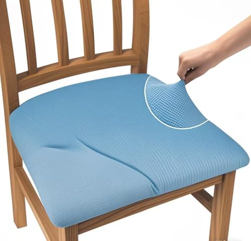 Granbest Jacquard Esszimmerstuhl Sitzbezüge Set von 4, High Stretch Esszimmerstuhl Slipcovers Anti-Staub Sitzschutz für Esszimmer, Küche (4er Set, Azurblau) von Granbest