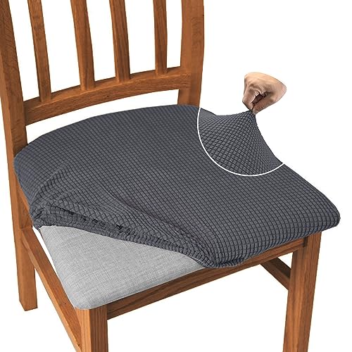 Granbest Jacquard Esszimmerstuhl Sitzbezüge Set von 4, High Stretch Esszimmerstuhl Slipcovers Anti-Staub Sitzschutz für Esszimmer, Küche (4er Set, Grau) von Granbest