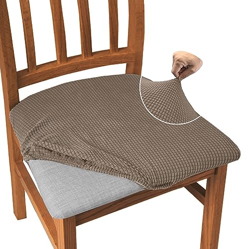 Granbest Jacquard Esszimmerstuhl Sitzbezüge Set von 4, High Stretch Esszimmerstuhl Slipcovers Anti-Staub Sitzschutz für Esszimmer, Küche (4er Set, Kamel) von Granbest