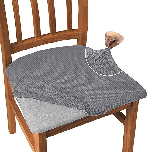 Granbest Jacquard Esszimmerstuhl Sitzbezüge Set von 6, High Stretch Esszimmerstuhl Slipcovers Anti-Staub Sitzschutz für Esszimmer, Küche (6er Set, Hellgrau) von Granbest