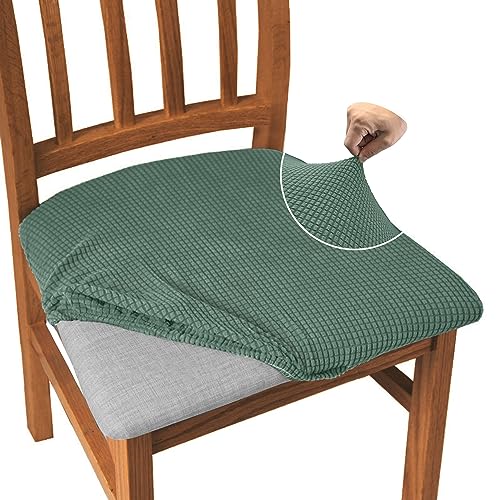 Granbest Jacquard Esszimmerstuhl Sitzbezüge Set von 6, High Stretch Esszimmerstuhl Slipcovers Anti-Staub Sitzschutz für Esszimmer, Küche (6er Set, Matchagrün) von Granbest