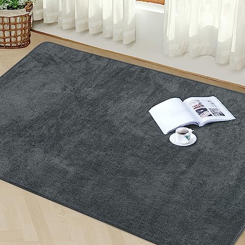 Granbest Prämie Dick Teppich ähnlich Schafpelz für Wohnzimmer Küche rutschfeste Waschbare Bodenteppich Ultraweich Boden Schlafzimmer Teppiche (80 x 150 cm, Grau) von Granbest