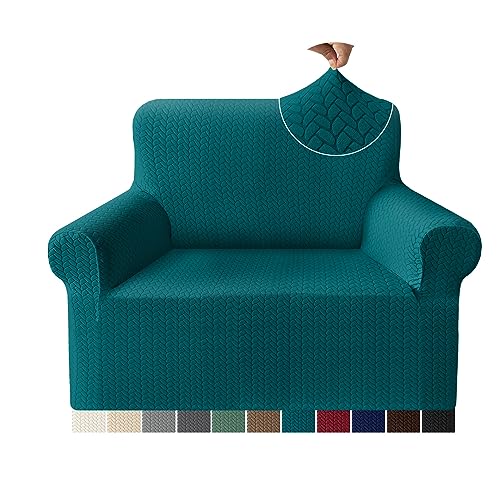 Granbest Prämie Mode Jacquard Sessel Abdeckung, Hohe Dehnung Hautfreundliche Stuhlabdeckung für Wohnzimmer, rutschfeste Stuhlschutz für Kinder und Haustiere (1-Sitzer,Schwarz-grün) von Granbest