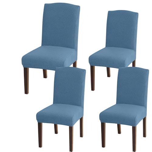 Granbest Premium Wasserdicht Esszimmer Stuhl Abdeckungen Satz Von 4, Stretch Hohen Zurück Stuhlhussen Slipcover Für Esszimmer, Abnehmbaren Stuhl Schutz Für Bankett, Küche, Party (4er Set, AzureBlue) von Granbest