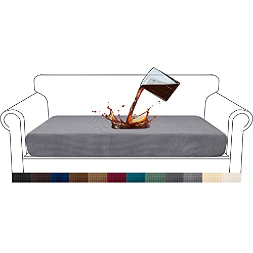 Granbest Premium Wasserdicht Sofa Sitzkissenbezug, High Stretch Jacquard Sitzkissenschutz Sofasitzbezug für Couch (3 Sitzer, Hellgrau) von Granbest