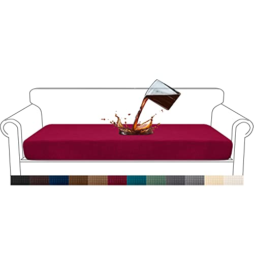Granbest Premium Wasserdicht Sofa Sitzkissenbezug, High Stretch Jacquard Sitzkissenschutz Sofasitzbezug für Couch (4 Sitzer, Weinrot) von Granbest