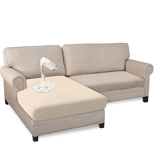 Granbest Premium Wasserdicht Sofa Sitzkissenbezug, High Stretch Jacquard Sitzkissenschutz Sofasitzbezug für Couch (Chaise Sitzer, Beige) von Granbest
