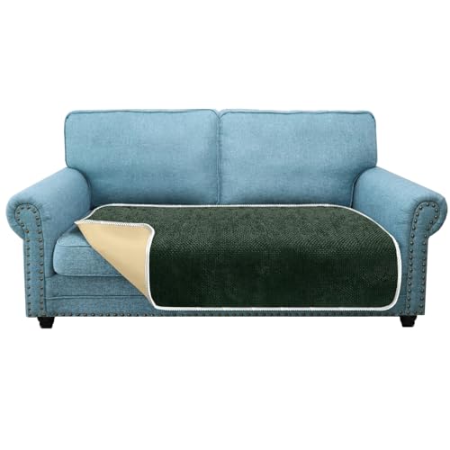 Granbest Rutschfeste Sofasitzbezüge, 2-Sitzer plus dicker Sofabezug, Sofaschoner von Pets Universal für alle Jahreszeiten (2-Sitzer Plus, Dunkelgrün) von Granbest