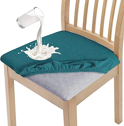 Granbest Stilvolle wasserdichte Esszimmerstuhl Sitzbezüge Set von 4, High Stretch Esszimmerstuhl Sitzkissen Schutzbezüge Waschbarer Sitzschutz für Bankett, Küche, Party, Hotel (4er Set, Schwarzgrün) von Granbest