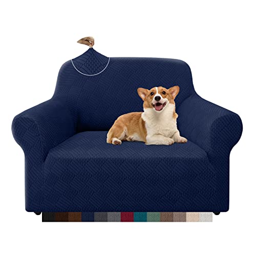Granbest Stilvoller dicker Rhombus-Sesselbezug, hochdehnbarer Stuhlbezug, Möbel, 1-Sitzer-Sofaschutz für Kinder, Haustiere, Wohnzimmer (1-Sitzer, Marineblau) von Granbest