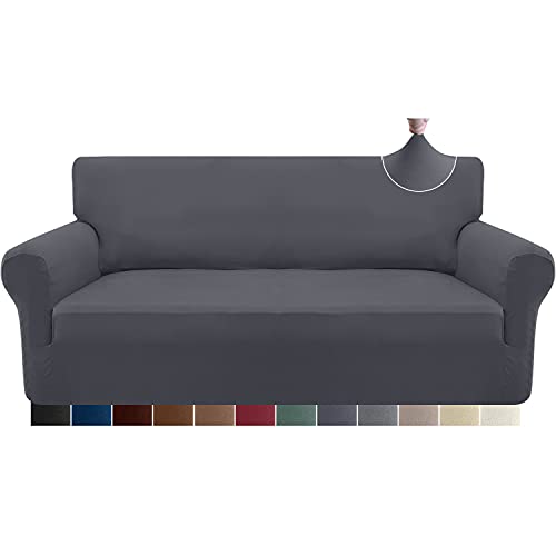 Granbest Strecken Couch überzug 4 Sitzer Superweich Sofabezug für Wohnzimmer Sehr Fit Möbel Schutz Nicht Rutschen Sofaüberwurf Waschbar (4 Sitzer, Grau) von Granbest