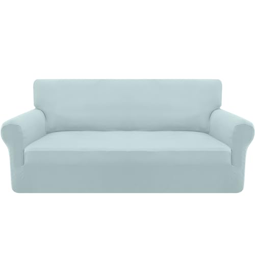 Granbest Strecken Sofabezug 3 Sitzer Superweich Elasthan Sofaüberwurf für Hunde Haustier Couchbezug Möbelschutz mit Elastischen Boden (3 Sitzer, Azureblue) von Granbest
