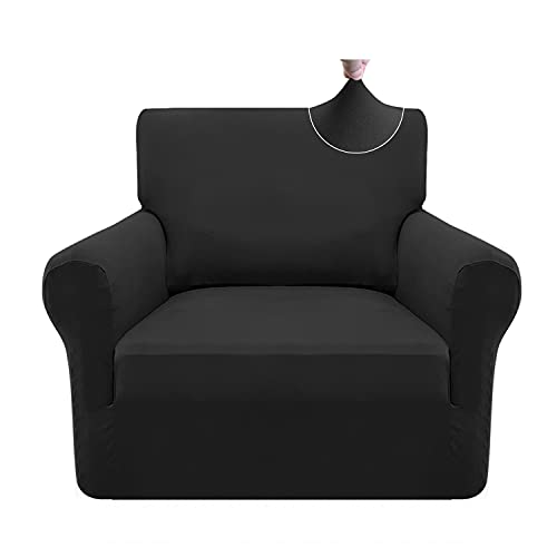 Granbest Stretch Couchbezug Superweiche Mikrofaser Sesselbezug Sofa überzug Elasthan Sofabezug Möbelschutz mit Anti-Rutsch-Schaum (1 Sitzer, Schwarz) von Granbest