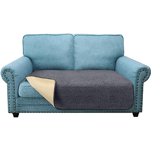 Granbest Super Soft Dicke Loveseat Sofa Kissenbezüge, rutschfeste Sitzbezüge für 2-Sitzer Sofa, Couch Kissenbezug für Haustiere (2-Sitzer, Grau) von Granbest