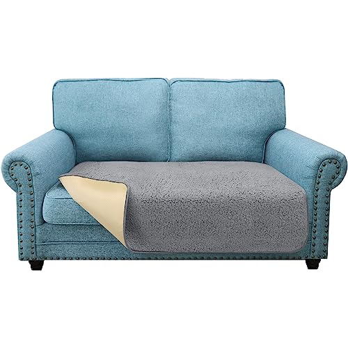 Granbest Super Soft Dicke Loveseat Sofa Kissenbezüge, Rutschfeste Sitzbezüge für 2-Sitzer Sofa, Couch Kissenbezug für Haustiere (2-Sitzer, Hellgrau) von Granbest