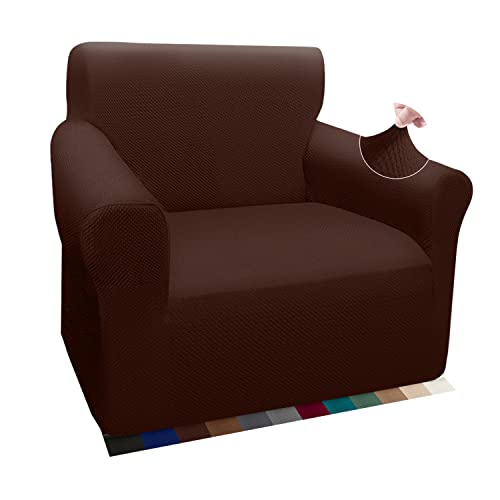 Granbest Thick Sofabezug Stylish Pattern Sofaüberzug für Sofa Stretch Elastische Jacquard Sofahusse Couchhusse mit Armlehne für Wohnzimmer Anti-Rutsch(1 Sitzer, Schokolade) von Granbest