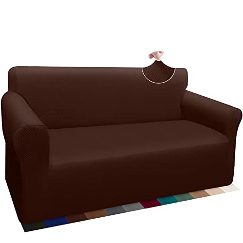 Granbest Thick Sofabezug Stylish Pattern Sofaüberzug für Sofa Stretch Elastische Jacquard Sofahusse Couchhusse mit Armlehne für Wohnzimmer Anti-Rutsch(2 Sitzer, Schokolade) von Granbest