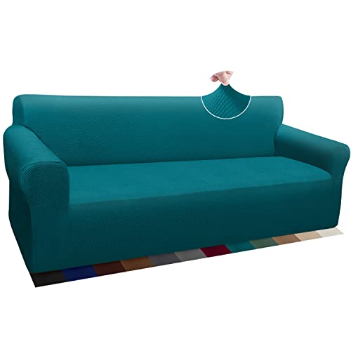Granbest Thick Sofabezug Stylish Pattern Sofaüberzug für Sofa Stretch Elastische Jacquard Sofahusse Couchhusse mit Armlehne für Wohnzimmer Anti-Rutsch (4 Sitzer, Blaugrün) von Granbest