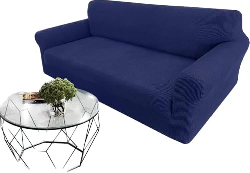 Granbest Überprüft Couchbezug für 2 Kissen Couch Hohe Dehnung Sofabezug 2-Sitzer Waschbare Sofaschutz für Hunde Haustiere Rutschfester Möbelschutz (2-Sitzer, Dunkelblau) von Granbest
