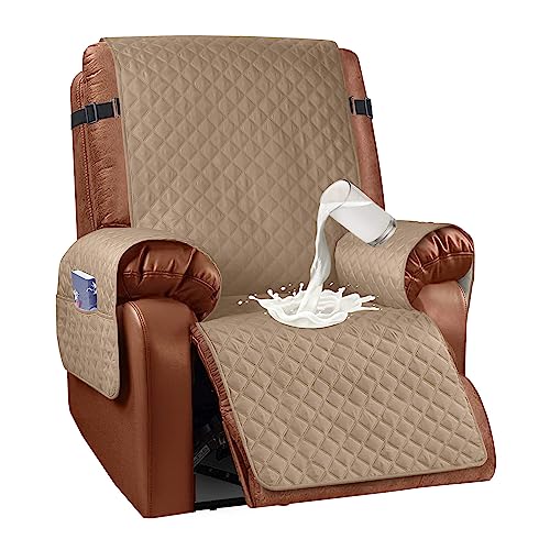 Granbest Wasserabweisende Recliner Stuhl Abdeckung wasserdichte Recliner Stuhl Slipcovers Anti-Rutsch Recliner Schutz für Kinder, Haustiere, Hunde, Katzen mit Elastischen Riemen (Liege, Kamel) von Granbest