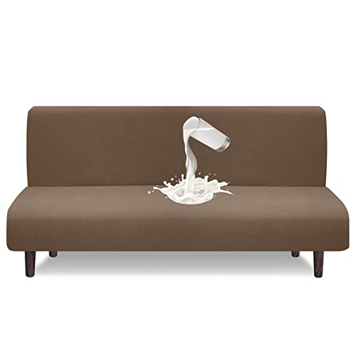 Granbest wasserdichte Armlose Futon Abdeckung, Hoher Stretch Futon Schutz für Faltendes Schlafsofa Anti-Rutsch Sofabezug ohne Armlehne (Kamel) von Granbest