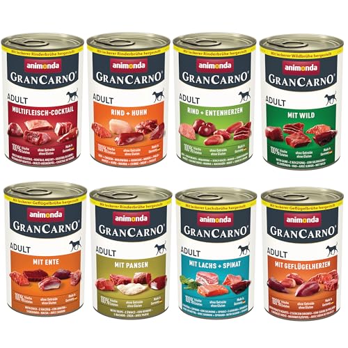 animonda GranCarno Adult Megapack (48 x 400 g), Hundenassfutter für Erwachsene Hunde, Feuchtfutter mit 100% frischen, fleischlichen Zutaten, Hundefutter ohne Getreide von Grancarno