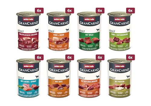 animonda GranCarno Adult Megapack (48 x 400 g), Hundenassfutter für Erwachsene Hunde, Feuchtfutter mit 100% frischen, fleischlichen Zutaten, Hundefutter ohne Getreide von Grancarno