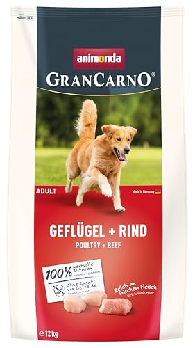 animonda GranCarno Trockenfutter Adult Geflügel + Rind (1 x 12kg), Premium Futter ohne Getreide für Erwachsene Hunde von Grancarno