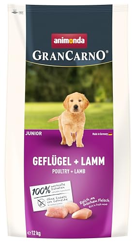 animonda GranCarno Trockenfutter Junior Geflügel + Lamm (1 x 12kg), Premium Futter ohne Getreide für Junge heranwachsende Hunde von Grancarno