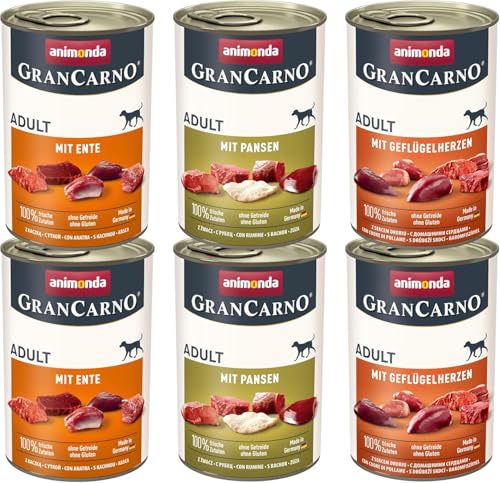 animonda GranCarno Adult Deftige Variation (6 x 400 g), Hunde Nassfutter für ausgewachsene Tiere, Nassfutter für Hunde mit 100% frischen, fleischlichen Zutaten, Hundefutter ohne Getreide animonda GranCarno Adult Deftige Variation (6 x 400 g), Hunde Nassfutter für ausgewachsene Tiere, Nassfutter für Hunde mit 100% frischen, fleischlichen Zutaten, Hundefutter ohne Getreide von Grancarno