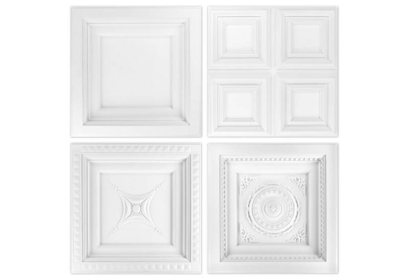 Grand Decor Wanddekoobjekt R210 (Deckenplatten aus Polyurethane - Stuck Dekor Platte robust & stabil 60x60cm - Paneel Deckenverzierung Hartschaum) von Grand Decor