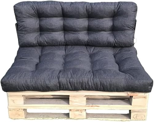 Filippo Palettenkissen Set Outdoor - Sitzkissen 120 x 80, Rückenkissen 120 x 40 - Komfort Polster Für Palettenmöbel - Doppelseitiges Palettenauflagen Wasserabweisend, UV-beständig für Europaletten von Grand Filippo