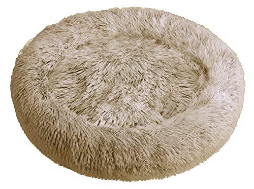 Grand Filippo Fluffy Hundebett Donut 50 cm - Handgefertigt Hundebett Flauschig - Hundekissen Flauschig Katzenbett Waschbar - Hundebett Rund Katzenbett Flauschig Beige von Grand Filippo