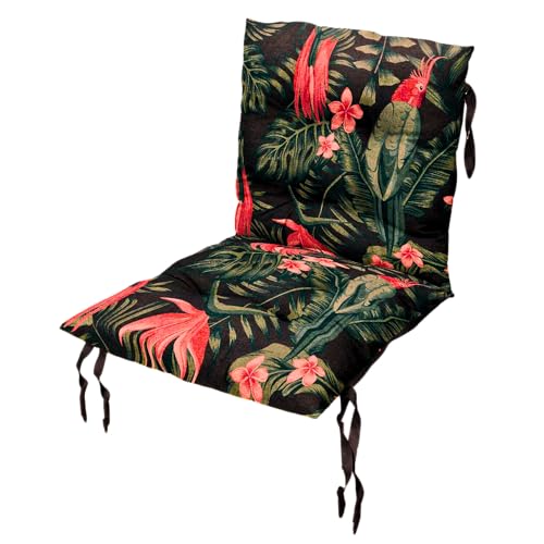 Grand Filippo Sitzkissen Gartenstuhl mit Rückenlehne 50 x 50 cm Papageien - Beständig Gegen Schimmel und Feuchtigkeit - Handgefertigt Wasserdicht Sitzauflagen für Gartenstühle mit Befestigungsschnüre von Grand Filippo