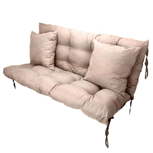 Filippo Sitzauflagen Gartenmöbel 100 x 55 x 55 cm Beige - Kissen Hollywoodschaukel Beständig Gegen Schimmel – Handgefertigt Polster für Hollywoodschaukel mit Befestigungsschnüre von Grand Filippo